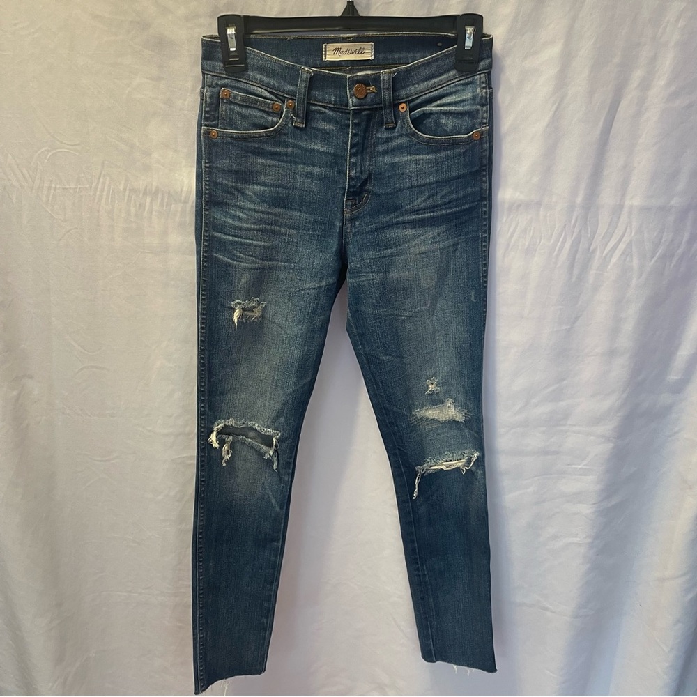 Madewell 9‎ Inch High Riser Skinny Skinny Distressed Denim Jeans Size 25 Stretch